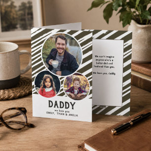 Papa wir lieben dich Streifen 3 Fotos Vater-Tag Feiertagskarte