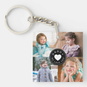 Papa wir lieben dich süße Kinder 4 Foto Collage Schlüsselanhänger