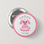 Papa wird Baby Girl Dusche New Dad Pink Puppy Button (Vorne & Hinten)