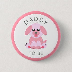 Papa wird Baby Girl Dusche New Dad Pink Puppy Button