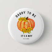 Papa wird Baby Shower Orange Pumpkin Button (Vorderseite)