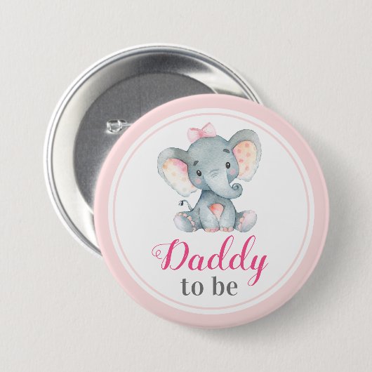 Papa wird Neuvater Vater Babydusche Elefant Button (Vorne & Hinten)