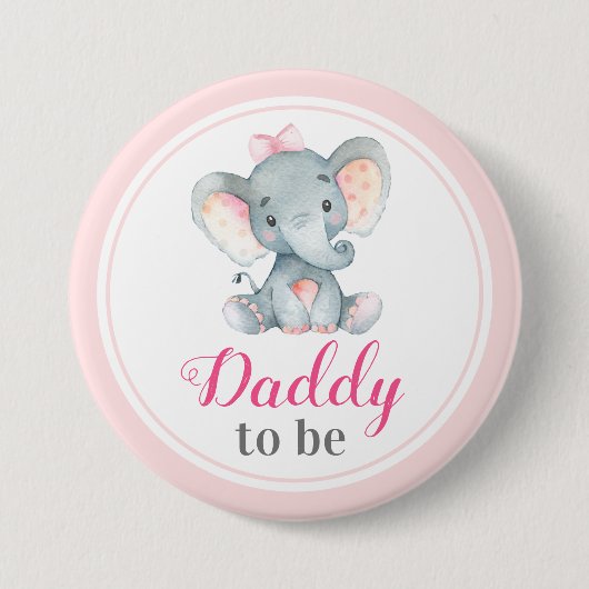 Papa wird Neuvater Vater Babydusche Elefant Button (Vorderseite)