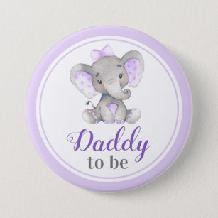 Papa wird Neuvater Vater Babydusche Elefant Button