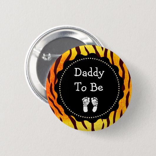 Papa wird Tiger Print Baby Shower Button (Vorne & Hinten)