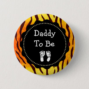 Papa wird Tiger Print Baby Shower Button