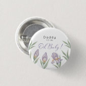 Papa wird Wasserfarben-Iris-Blumen in Lila und Lav Button (Vorne & Hinten)