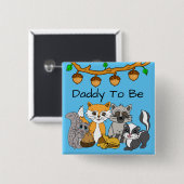 Papa wird Woodland Forest Animal Baby Shower Button (Vorne & Hinten)