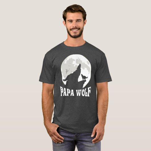 Papa Wolf Howling Wolves In the Moon Father's Day T-Shirt (Vorne ganz)