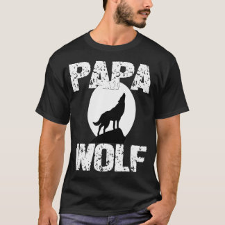 Papa Wolf Matching Family Tribe Wolves Moon Vater T-Shirt