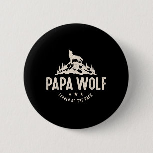 Papa Wolf Vatertag Vater Daddy Süßes Tier Familie Button