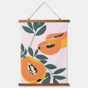 PAPA-YAY! Tropisches Obst Papaya Wandteppich Mit Holzrahmen