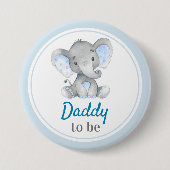 Papa zu sein New Dad Baby Boy Dusche Elephant Blue Button (Vorderseite)