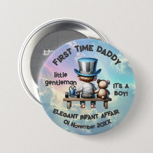 Papa zum ersten Mal - Es ist ein Junge | Button (Vorne & Hinten)