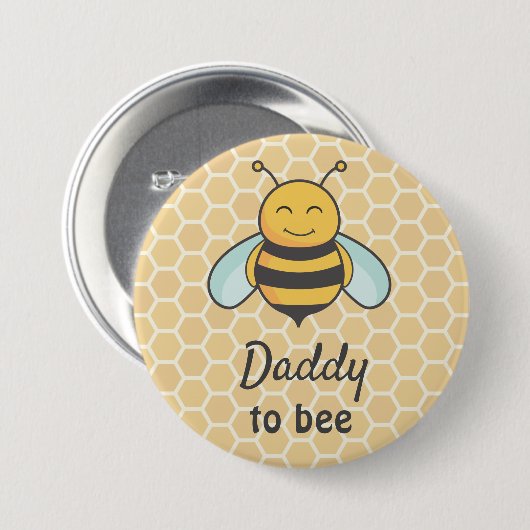 Papa zum Vater Vater Bumblebee Bee Baby Shower Button (Vorne & Hinten)