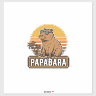 PAPABARA Retro Capybara Vater Vektordesign_1 Aufkleber