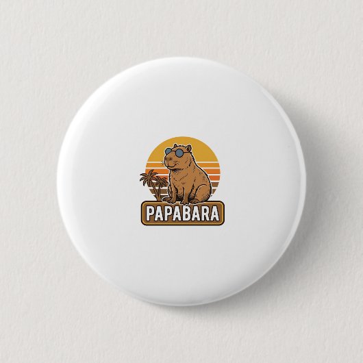 PAPABARA Retro Capybara Vater Vektordesign_1 Button (Vorderseite)