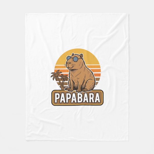 PAPABARA Retro Capybara Vater Vektordesign_1 Fleecedecke (Vorderseite)