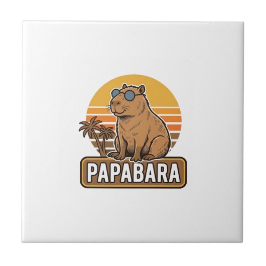 PAPABARA Retro Capybara Vater Vektordesign_1 Fliese (Vorderseite)