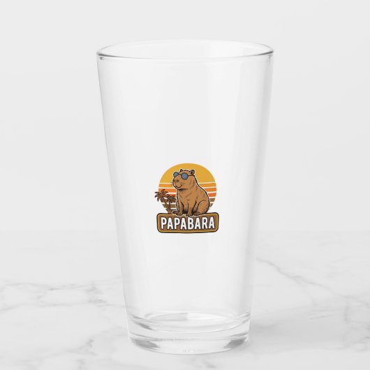PAPABARA Retro Capybara Vater Vektordesign_1 Glas (Vorderseite)