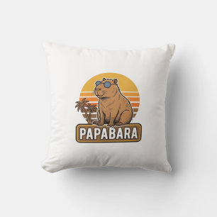 PAPABARA Retro Capybara Vater Vektordesign_1 Kissen