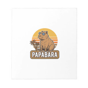 PAPABARA Retro Capybara-Vater Vektordesign_1 Notizblock
