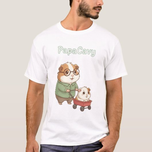 PapaCavy - Niedliche Guinea Schweinefleisch Vater T-Shirt (Vorderseite)