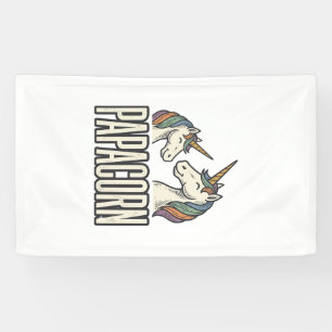 Papacorn Einhorn Papa Vintage Gravur T-Shirt Des Banner