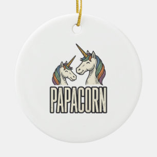 Papacorn Einhorn Papa Vintage Gravur T-Shirt Des Keramik Ornament