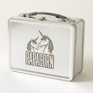 Papacorn Einhorn Papa Vintage Gravur T-Shirt Des Metall Brotdose