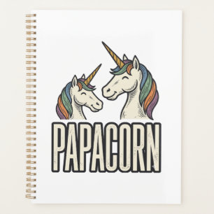 Papacorn Einhorn Papa Vintage Gravur T-Shirt Des Planer