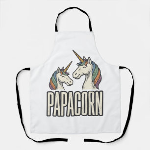 Papacorn Einhorn Papa Vintage Gravur T-Shirt Des Schürze