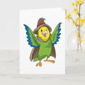 Papagei als Assistent mit Hut Karte (Gelbe Blume)