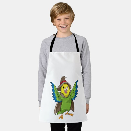 Papagei als Assistent mit Hut Schürze (Getragen)