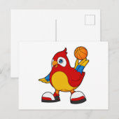 Papagei als Basketballspieler mit Basketball Postkarte (Vorne/Hinten)