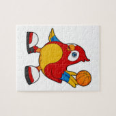 Papagei als Basketballspieler mit Basketball Puzzle (Horizontal)