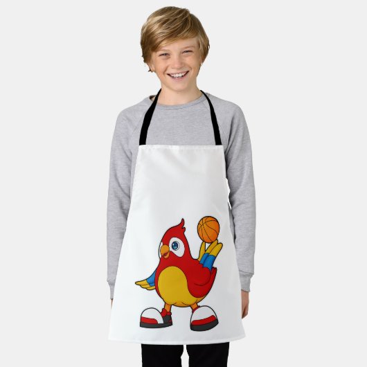 Papagei als Basketballspieler mit Basketball Schürze (Getragen)