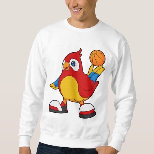 Papagei als Basketballspieler mit Basketball Sweatshirt (Vorderseite)