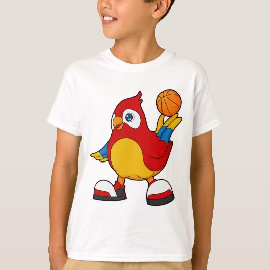 Papagei als Basketballspieler mit Basketball T-Shirt (Vorderseite)