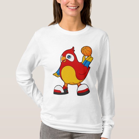 Papagei als Basketballspieler mit Basketball T-Shirt (Vorderseite)