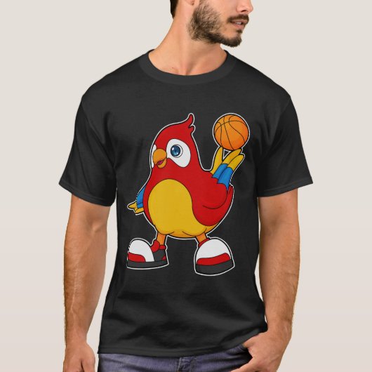 Papagei als Basketballspieler mit Basketball T-Shirt (Vorderseite)