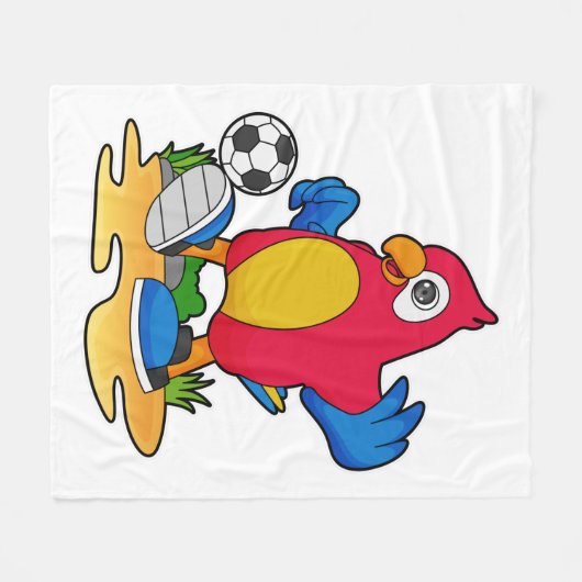 Papagei als Fußballspieler mit Fußball Fleecedecke (Vorderseite (Horizontal))