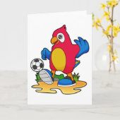 Papagei als Fußballspieler mit Fußball Karte (Gelbe Blume)
