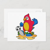 Papagei als Fußballspieler mit Fußball Postkarte (Vorne/Hinten)