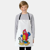 Papagei als Fußballspieler mit Fußball Schürze (Getragen)