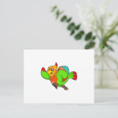 Papagei als Hiker mit Rucksack Postkarte (Stehend Vorderseite)