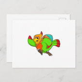 Papagei als Hiker mit Rucksack Postkarte (Vorne/Hinten)