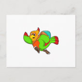 Papagei als Hiker mit Rucksack Postkarte (Vorderseite)