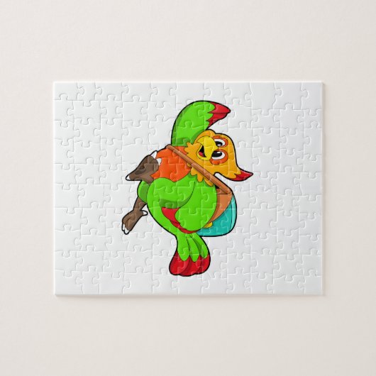 Papagei als Hiker mit Rucksack Puzzle (Horizontal)