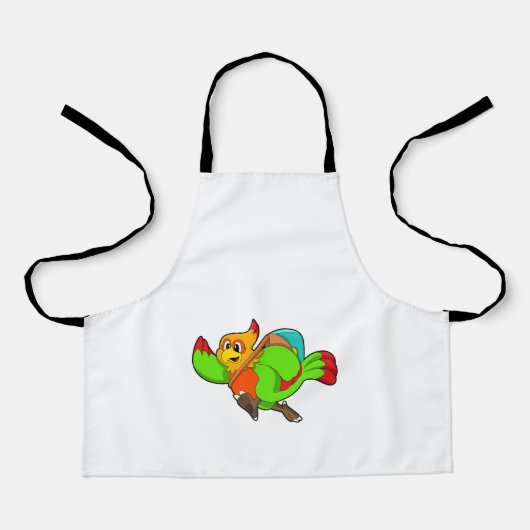 Papagei als Hiker mit Rucksack Schürze (Vorderseite)